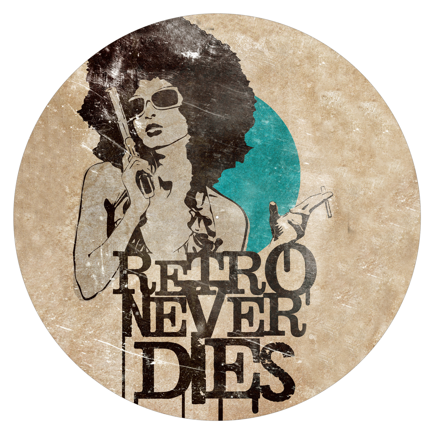 Retrò Never Dies - slipmat tappetino DJ 33 giri stampa fronte/retro