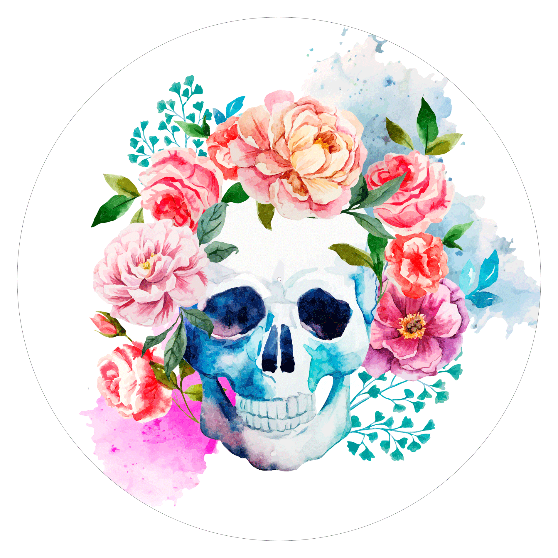Skull'n'Roses - slipmat tappetino DJ 33 giri